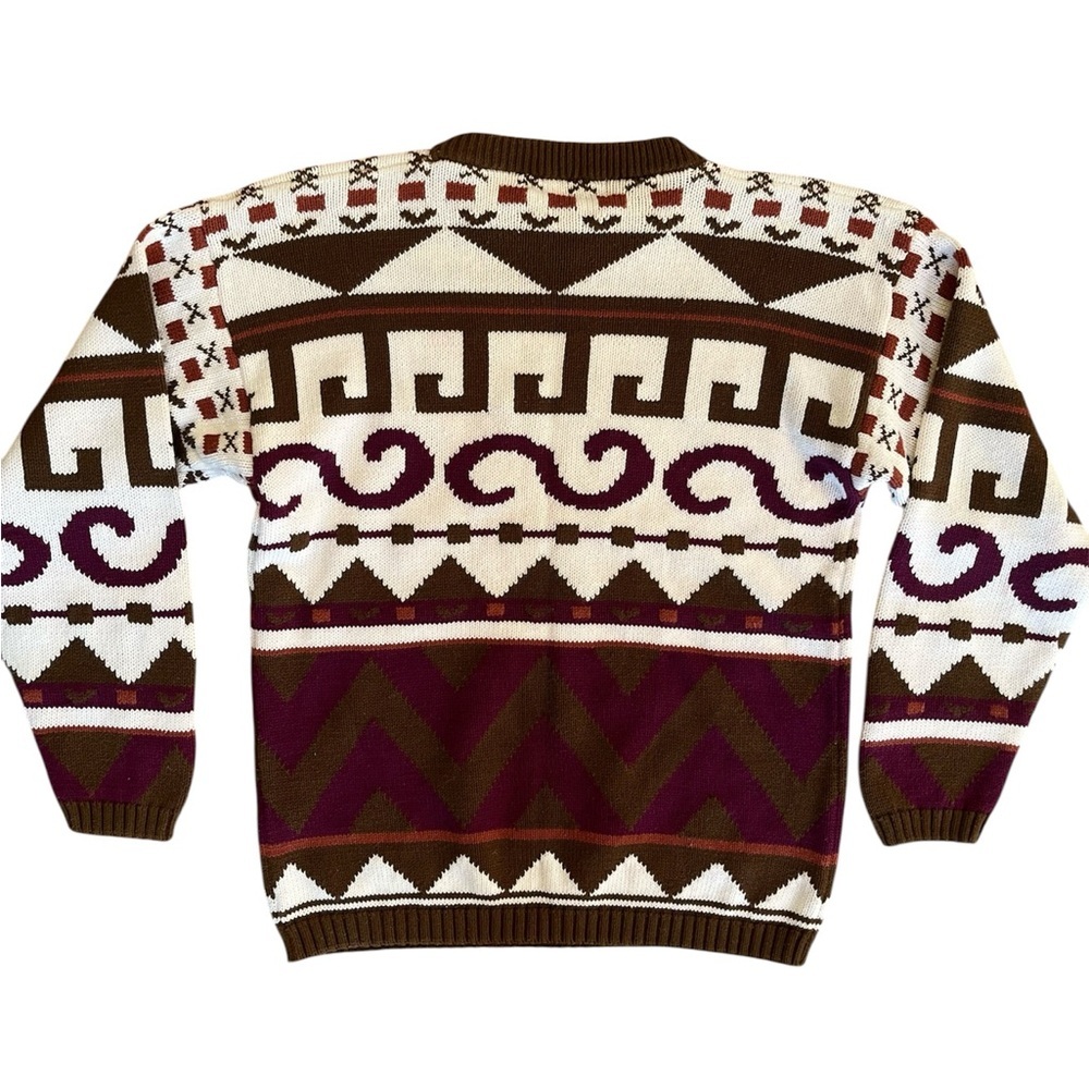 Vintage River Island 100% Cotton Nordic Geometric Patterned Knit Chunky Sweater - Picture 3 of 8